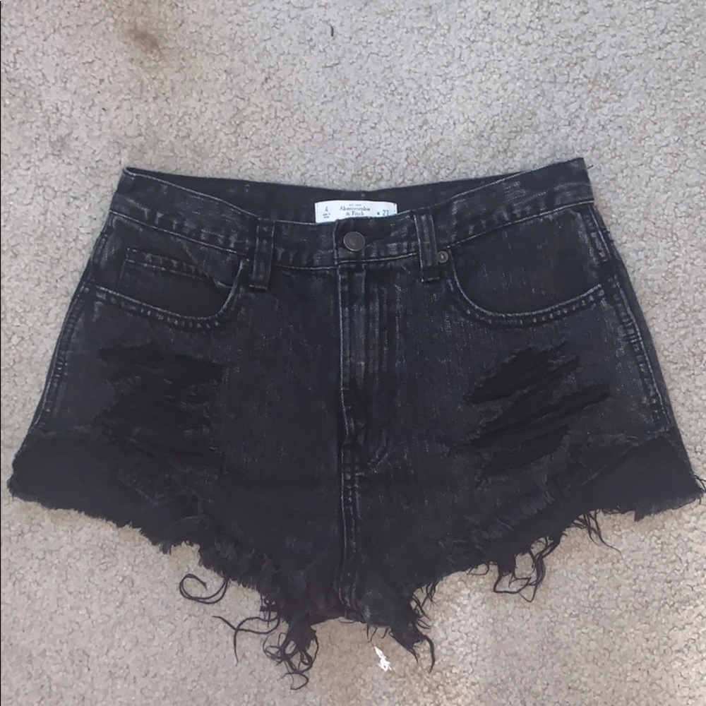 High rise distressed shorts